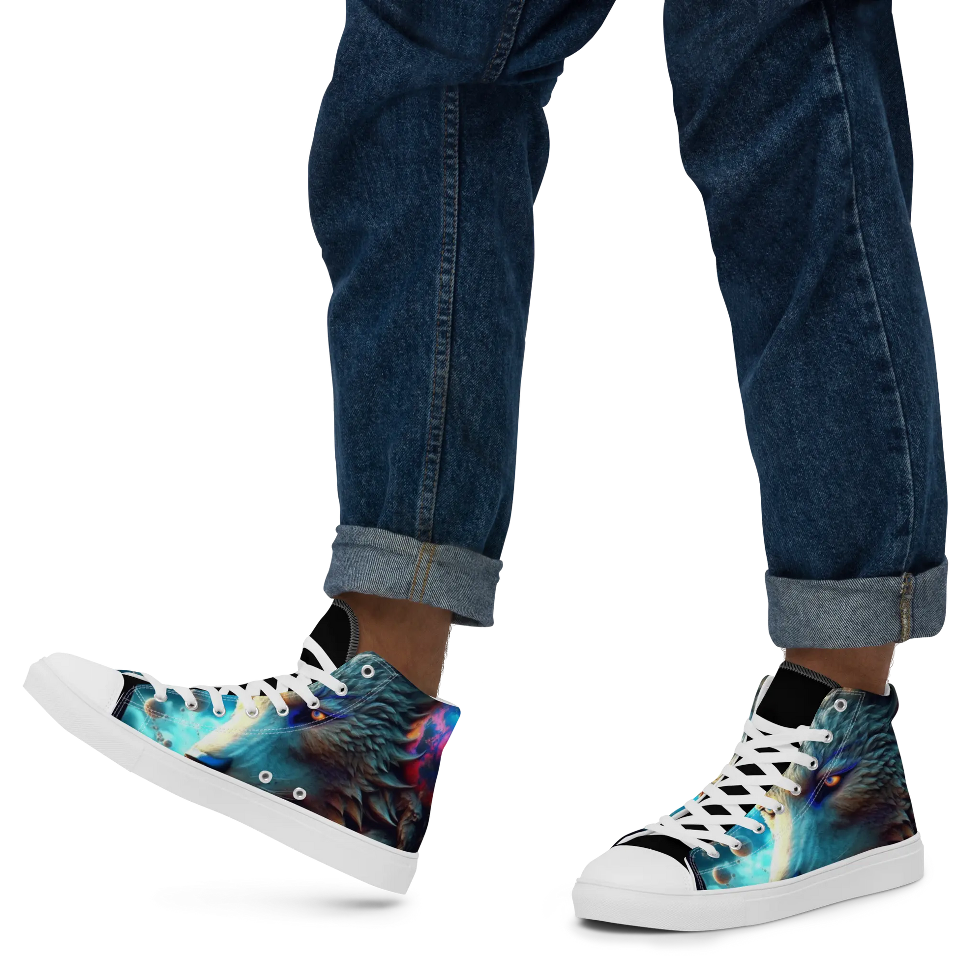 Arctic Wolf High Top Sneakers: AI-Engineered, Wilderness-Inspired Style, Durable, Comfortable, Unisex, Ideal for Everyday Adventure Kinetic Footwear