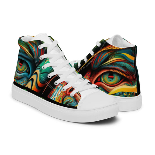 Colourful Snake Skin Fauvism High Top Sneakers: AI-Engineered, Unisex, Edgy and Chic, Durable and Comfortable Art-Inspired Footwear Kinetic Footwear