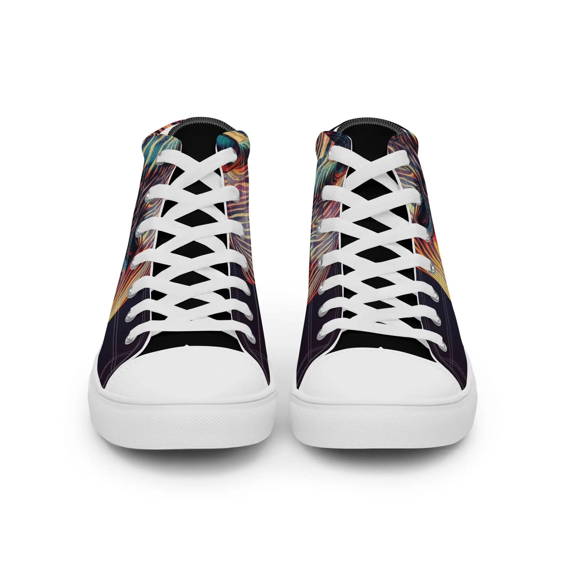 Fauvism Kinetic Zebra High Top Sneakers: AI-Engineered, Unleash Your Wild Side with Unisex, Animal Print, Durable, Comfortable, Art-Inspired Footwear Kinetic Footwear