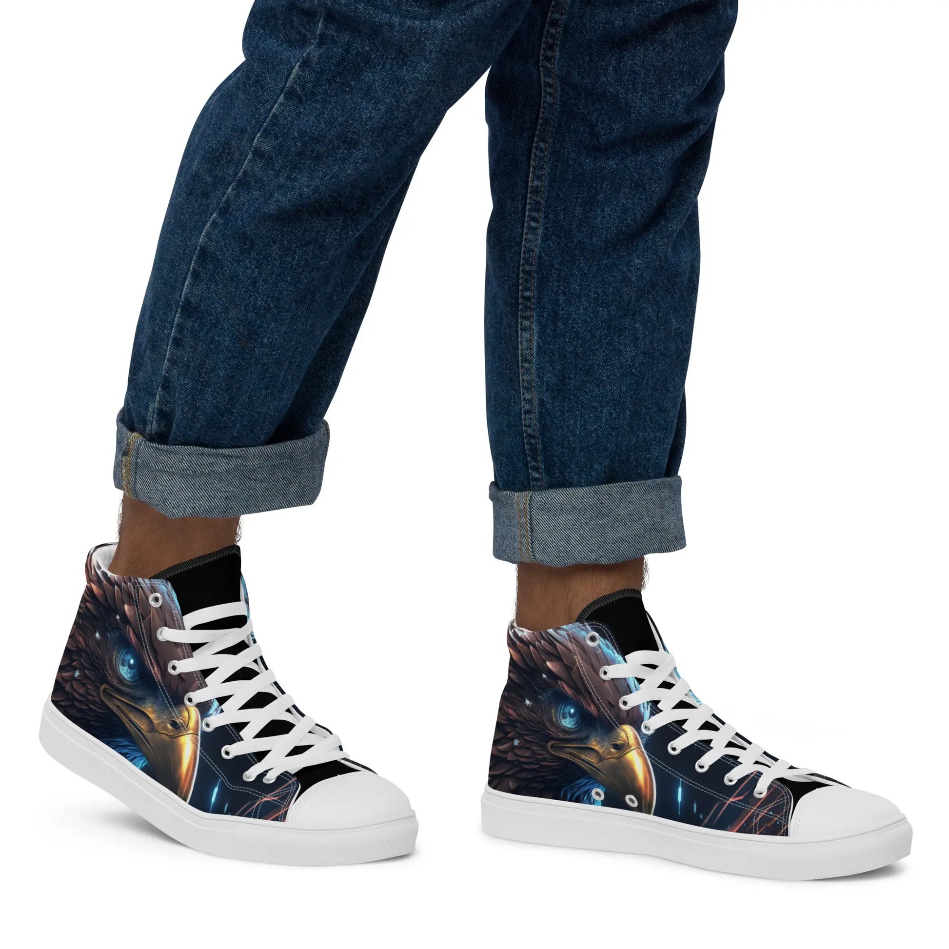 Golden Eagle High Top Sneakers: AI-Engineered, Unisex, Soar Above the Rest with Durable, Comfortable, Bird-Inspired, Animal Print Footwear Kinetic Footwear