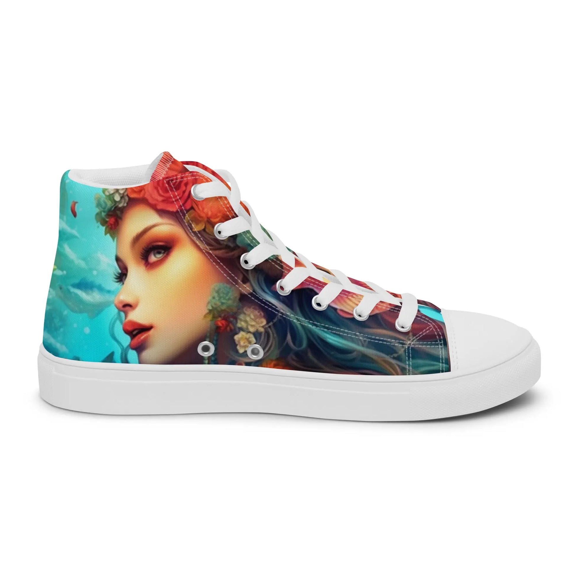 MarineGlow High Top Sneakers: AI-Engineered, Unisex, Dive into Colorful Elegance with Durable, Comfortable, SeaLife, Art-Inspired Footwear Kinetic Footwear
