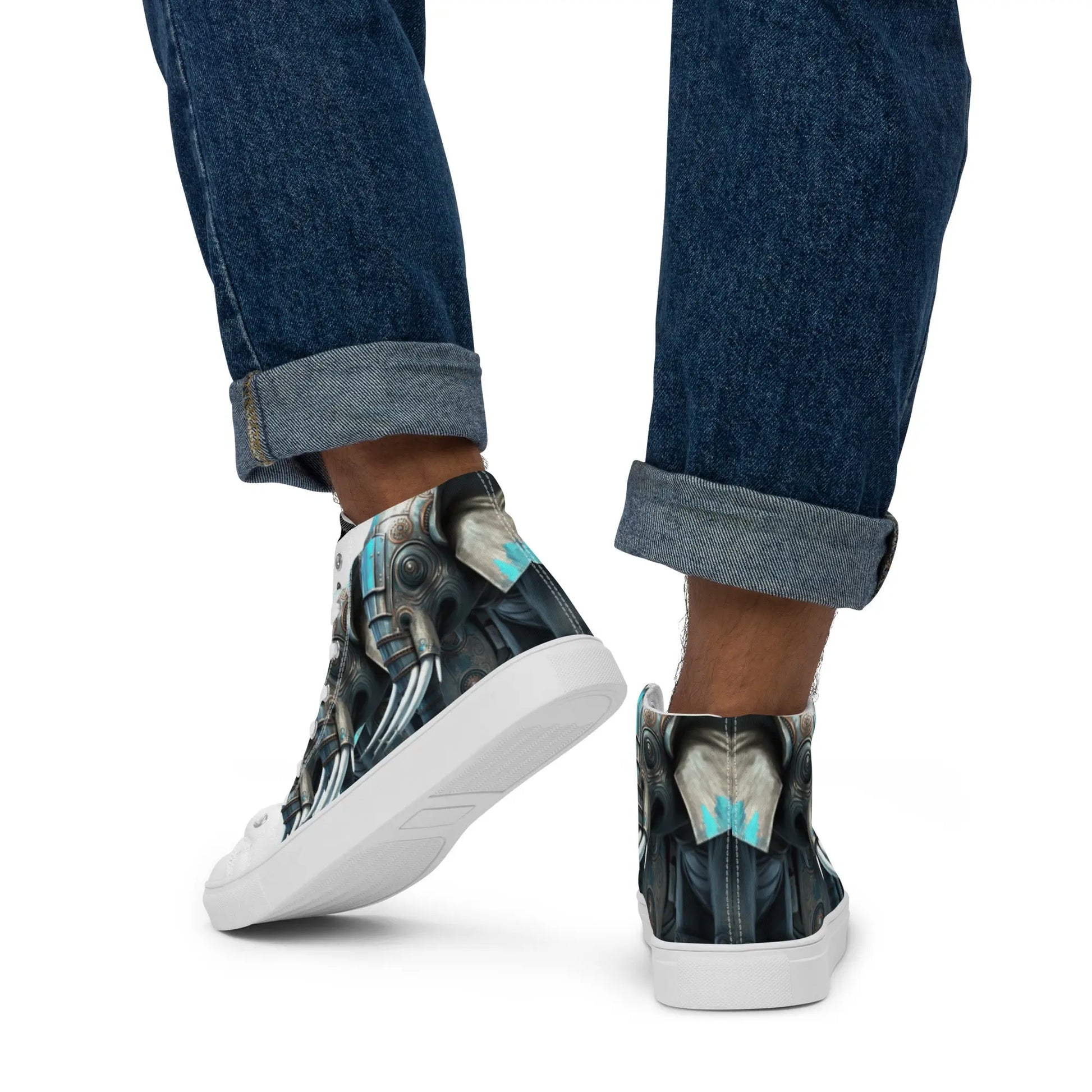 Metallic Elephant High Top Sneakers: AI-Engineered, Unisex, Perfect Blend of Fashion & Function with Durable, Comfortable, Animal Print Footwear Kinetic Footwear